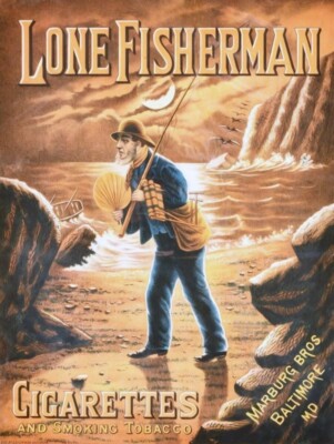 baltimore cigarette Lone Fisherman Cigarettes of Baltimore NEW Sign 18x24