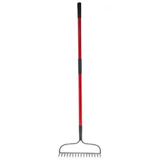 Heavy Duty Garden Rake 16 Tine with Fiberglass Handle