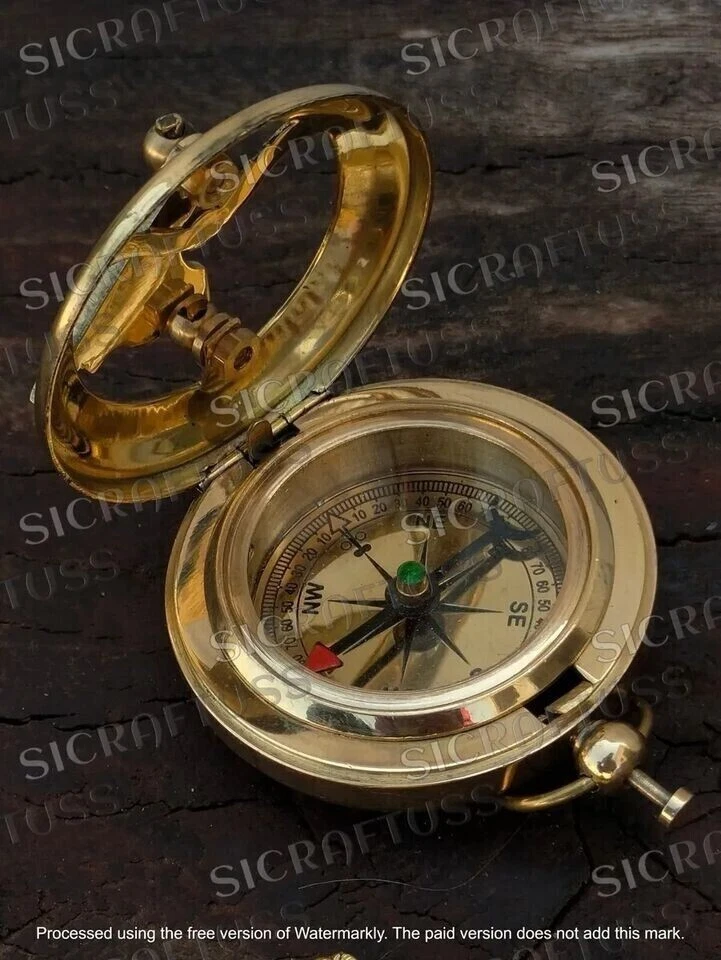 Antique Vintage Elgin Brass Pocket Watch With Brass Pocket Sundial Compass Gift. - Image 4 of 4