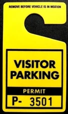 ⭐ ORIGINAL/BEST/REAL!! ⭐ VISITOR PARKING PERMIT YELLOW PLASTIC PERMITS HANG TAGS