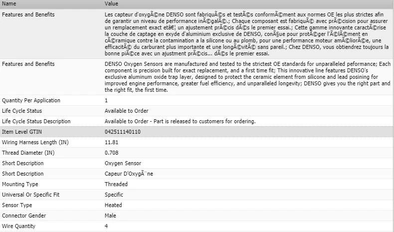 Датчик кислорода восходящего потока Denso для 1993-1995 HONDA PRELUDE L4-2,2 л - Изображение 2 из 4