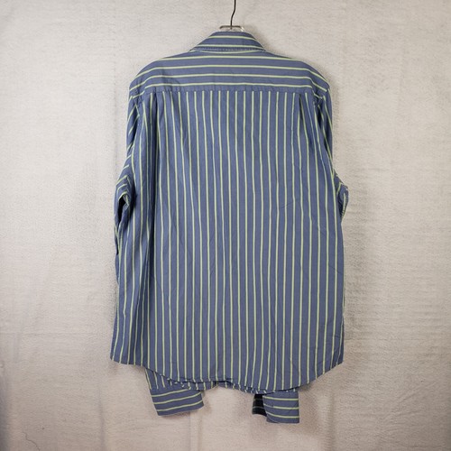 Vintage Abercrombie Fitch Dress Shirt Men L Large Blue Green Striped Long Sleeve - Picture 9 of 9
