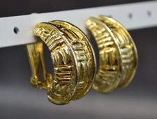 VINTAGE SCHMUCK - PAAR GOLDENE OHRRINGE HALBMONDFORM ZOPF #45