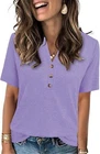 Women's Short Sleeve Summer Top V Neck Button Down Casual Blouse for Work Beach