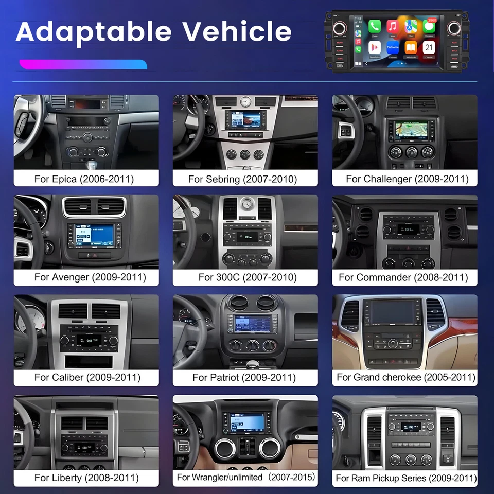 Android14 CarPlay For Jeep Grand Cherokee Chrysler Car Stereo Radio GPS Navi RDS - Image 2 of 4