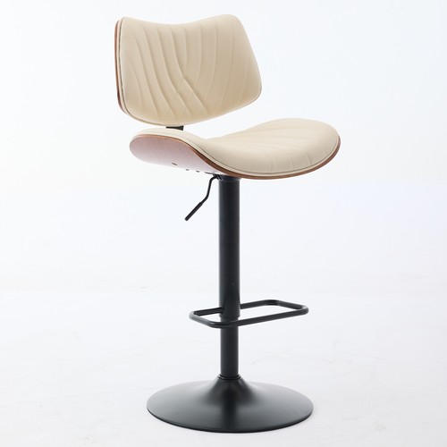 Barstools PU 25-33.4" Walnut Bentwood Dining Chairs Kitchen Counter Stools Beige - Picture 4 of 11