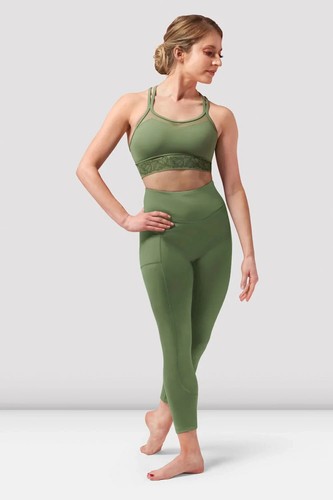 Bloch Dance Wide Waistband 7/8 Length Leggings Sage Green P0203 - Picture 2 of 3