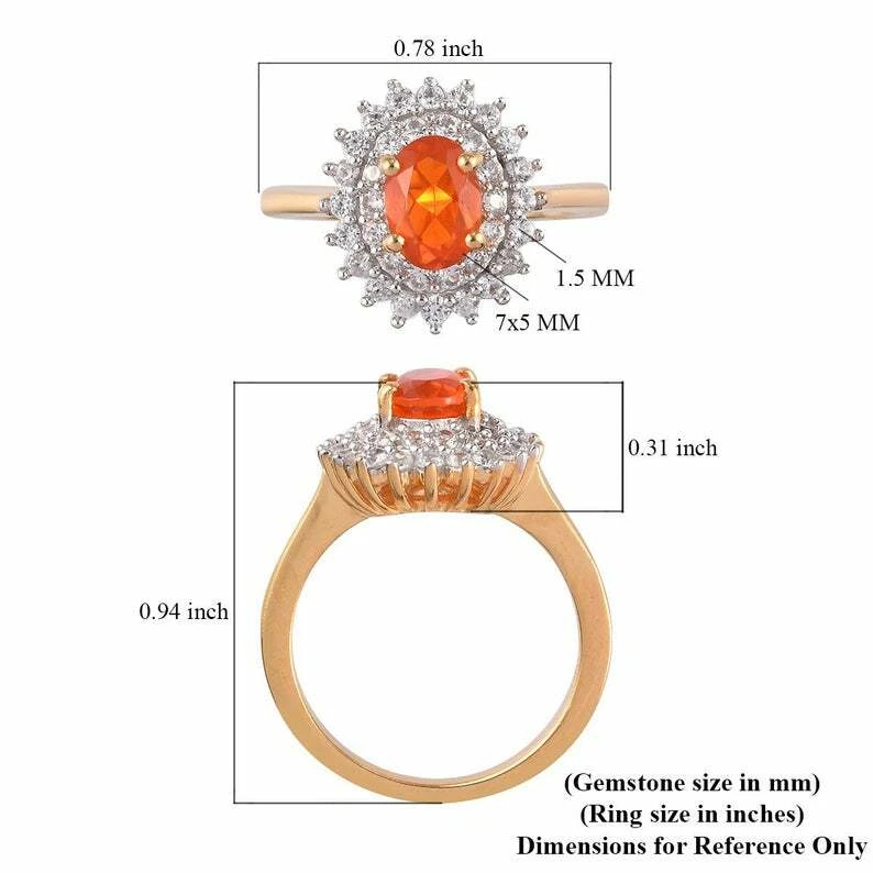 Mexican Fire Opal Engagement Ring Fire Opal Wedding Ring Fire Opal Ring  - Image 4 of 4