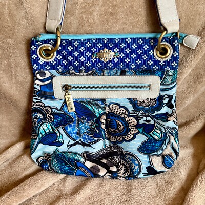 OILILY Women's Handbag Purse Multicolored Blues/Black Crossbody Purse Travel Bag