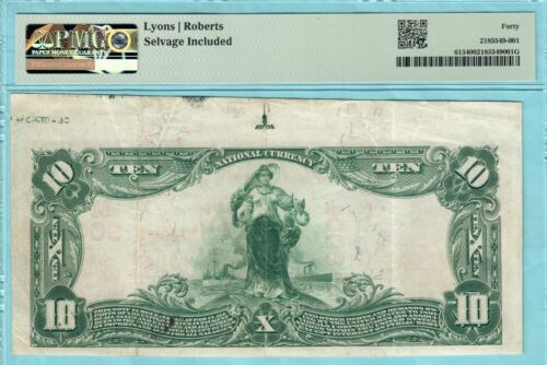 Tippecanoe City OHIO $10 1902 REDseal Tipp Nat'l Bank EF-40 + Selvage (REVISED) - Picture 2 of 4