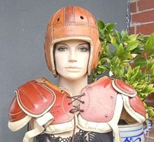 Vintage Football Leder Ausrüstung mit Helm Wilson für Sammler - USA 40er Jahre