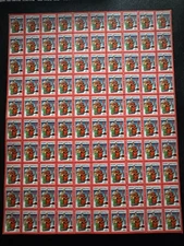 Vintage 1932 U.S. Christmas Seal Stamp Full Sheet M, OG, NH Some Imperfect Edges
