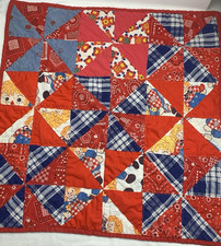 Vintage Raggedy Ann Andy Handmade Patchwork Quilt Blanket Throw 28X28