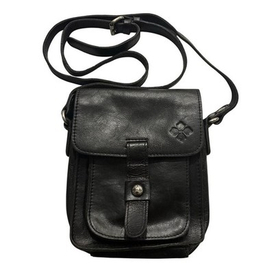 Lari Vintage Patricia Nash Distressed Purse Leather Crossbody Black Bag 9x7.5''