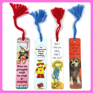 Vintage 80s Bookmarks Lot Sunshine Thoughts Robotman Frog Puppy Antioch Tassels