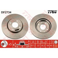 Bremsscheibe Trw DF2734 FüR Alfa Romeo Chrysler CitroëN Fiat Lancia Peugeot