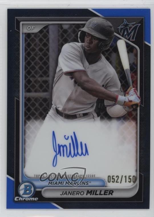 2024 Bowman Chrome Prospect Blue Refractor /150 Janero Miller #CPA-JM Auto 0c3h