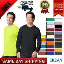 Gildan Men's Long Sleeve Ultra Cotton T-Shirt Sizes S-5XL 2400