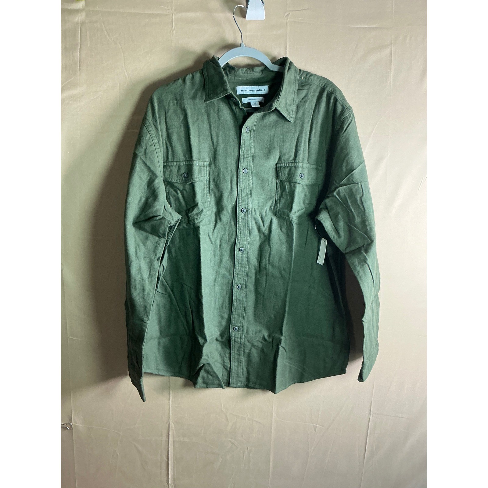 Amazon Essentials Mens Flannel Shirt Olive Green Regular Fit XL MAE25001FL18