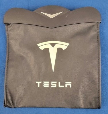 Tesla Model 3 Y Trash Can PU Leather Garbage Bin Hanging LED Light Storage Bag
