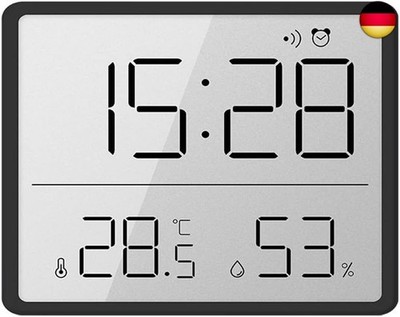 Lancoon Digitales Thermo-Hygrometer, LCD Kleiner Wecker mit Temperatur