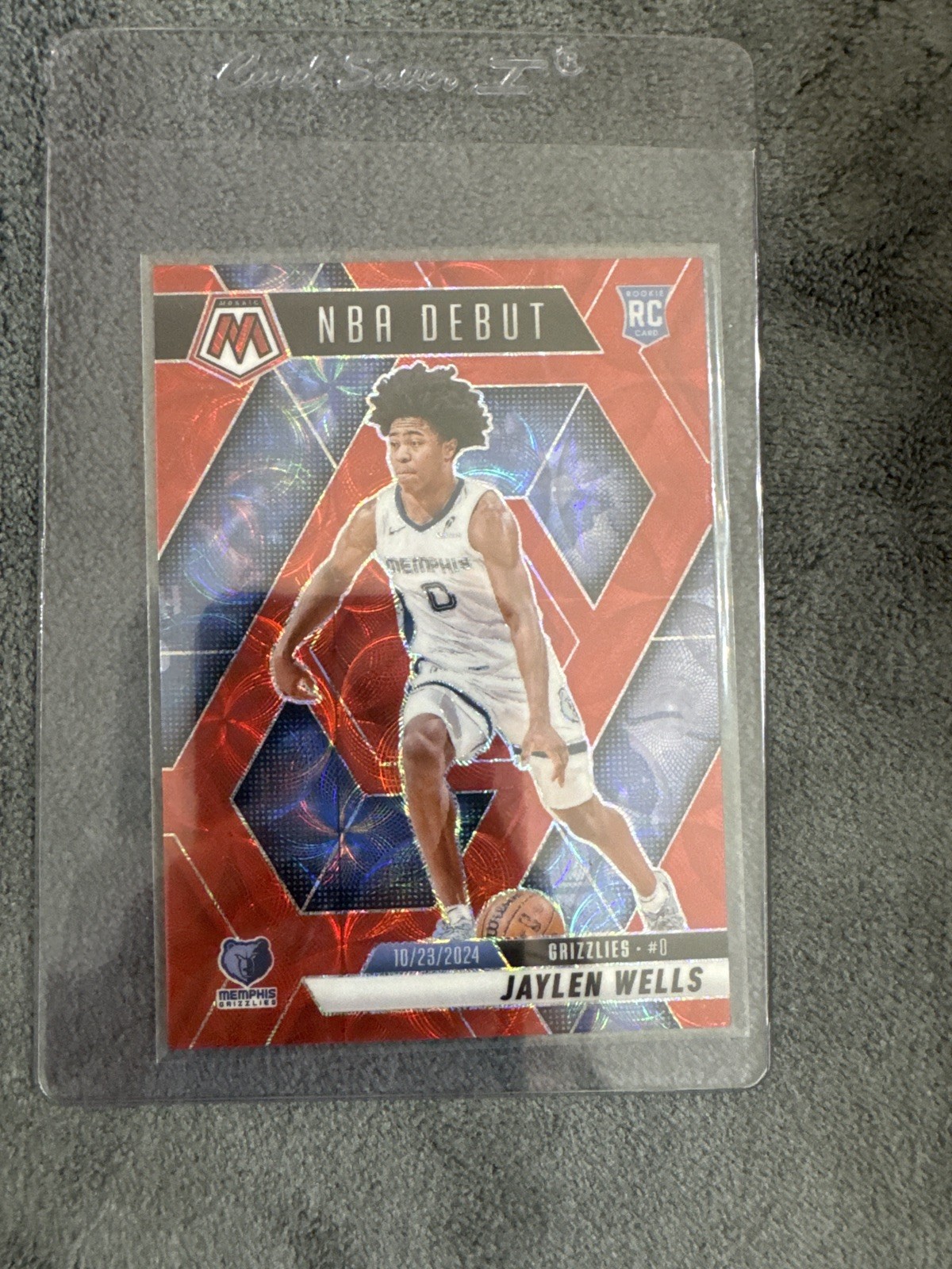 Jaylen Wells 2024-25 Panini Mosaic 11/75 Red fluorescent debut RC Grizzlies #260