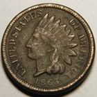 1863 Indian Head Cent F-Details   Actual Coin Pictured - Not Cleaned