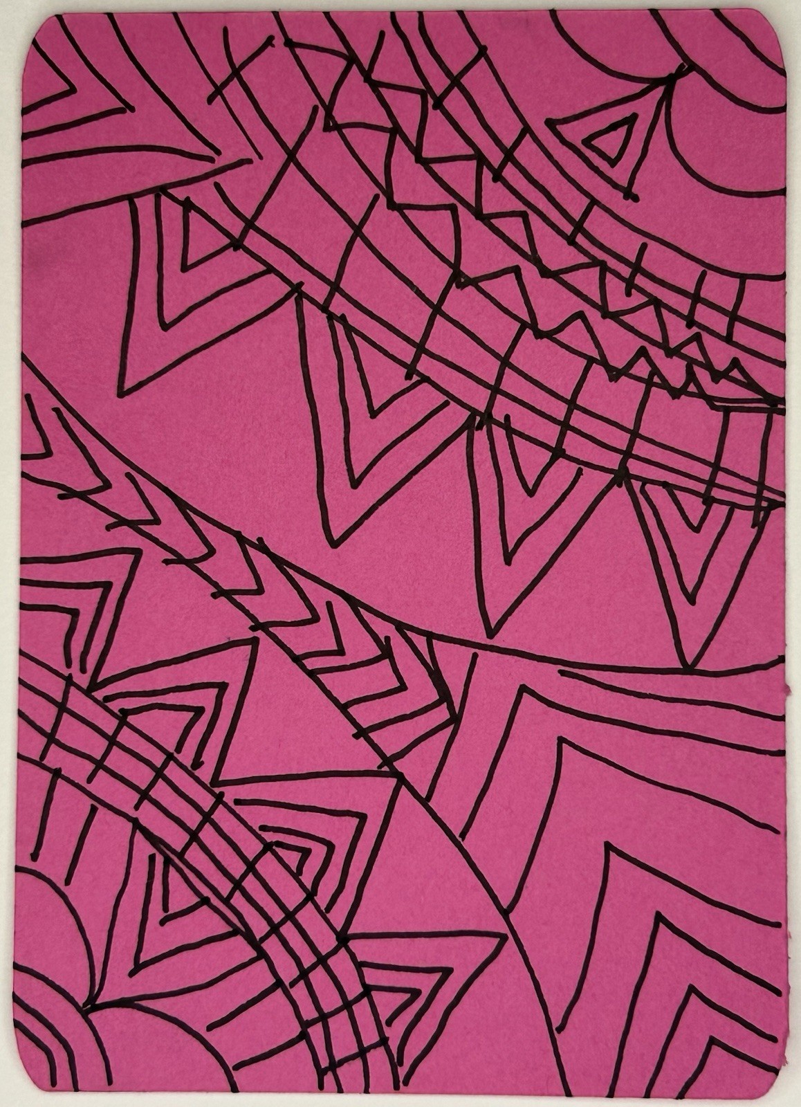 Original ACEO Handmade Abstract Line Drawing Art Ink on Pink Paper