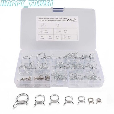 Double Wire Fuel Line Hose Pipe Tube Clamp   Clip Assortment Kit 70Pcs *lm