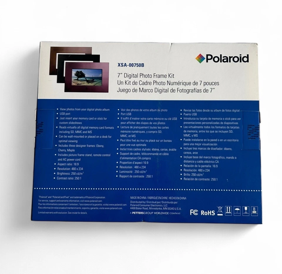 Polaroid 7" Digital Photo Frame Kit Bonus Includes 3 Designer Frames XSA-00750B - Image 3 of 4