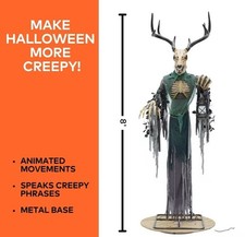 Halloween Animatronic 8 Ft. 2" Skeleton Forest Creature with Horns Prop NEW