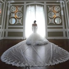 5 Meters Long One Layer Lace Edge White Ivory Tulle Bridal Wedding Veil With