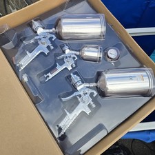 3 Piece Hvlp Gravity Feed Spray Gun Set Paint Sprayer Kit New In Box 6e