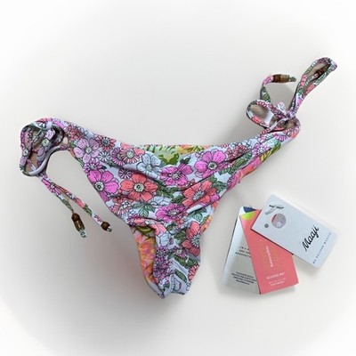 Maaji Reversible Floral Bikini Bottom Women s Size M Tie Side Swim NWT