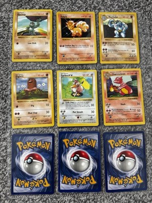 Pokémon TCG Shadowless Base Set Bundle Commons Uncommons X 15
