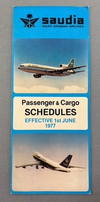Saudia Saudi Arabian Airlines Europe Fahrplan Juni 1977 L1011 Tristar B747 SV