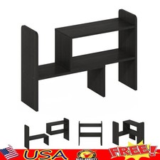 Desktop Organizer Bookshelf Wood Storage Office Supplies Books Assembly New