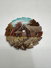 Hand Painted 3" Saw Blade Barn Scene Signed
