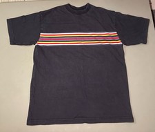 Vintage Gap Factory Store T-Shirt Youth Large 10 Navy Blue w Multi-Color Stripes