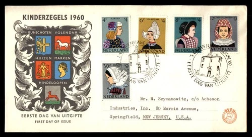 Mayfairstamps Netherlands FDC 1960 Girls in Costume Combo Crests First Day Cover