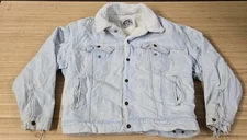 Vintage Levi's Sherpa Trucker Jacket Mens Large Light Wash Denim Made USA 70609