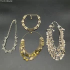 Vintage Costume Jewelry Lot 4pc Necklaces Bracelet Boho Mid-Century Butterfly
