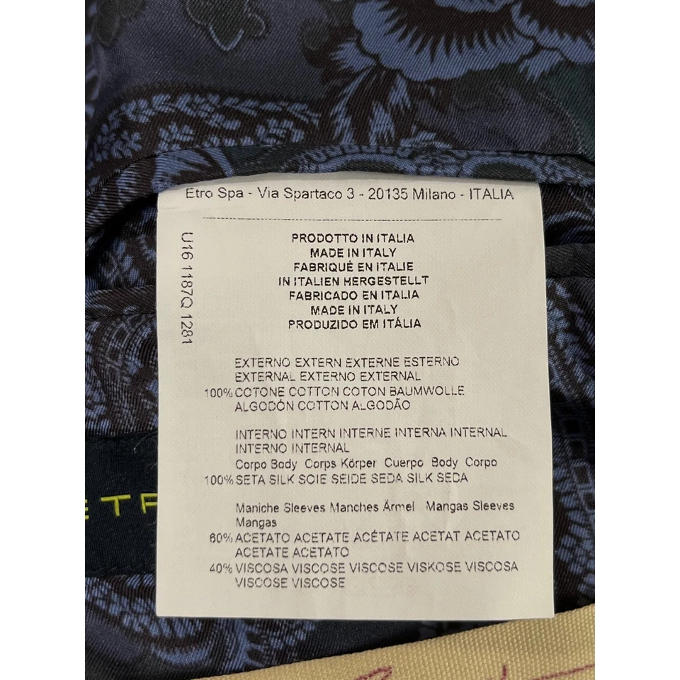 Chaqueta Blazer Etro Milano Para Hombre Talla 54R Azul Patrón A Cuadros Hecha en Italia Usada en Excelente Condición Foto 4 de 4