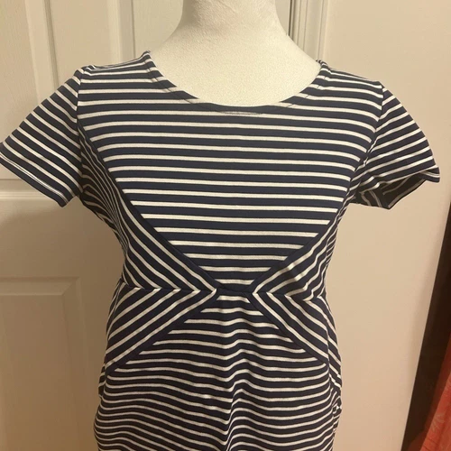 Jessica Simpson Maternity Navy Striped Zipper Dress Medium nautical office - Picture 3 of 8