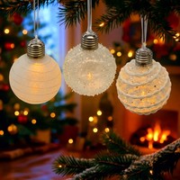 Led Weihnachts Baum Kugel 8 Cm Warm Weiß - 3Er Set - Christbaum Schmuck Deko