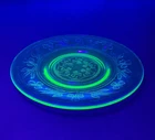 Vintage Hazel Atlas Green Uranium Depression Glass Cloverleaf 6" Saucer Plate