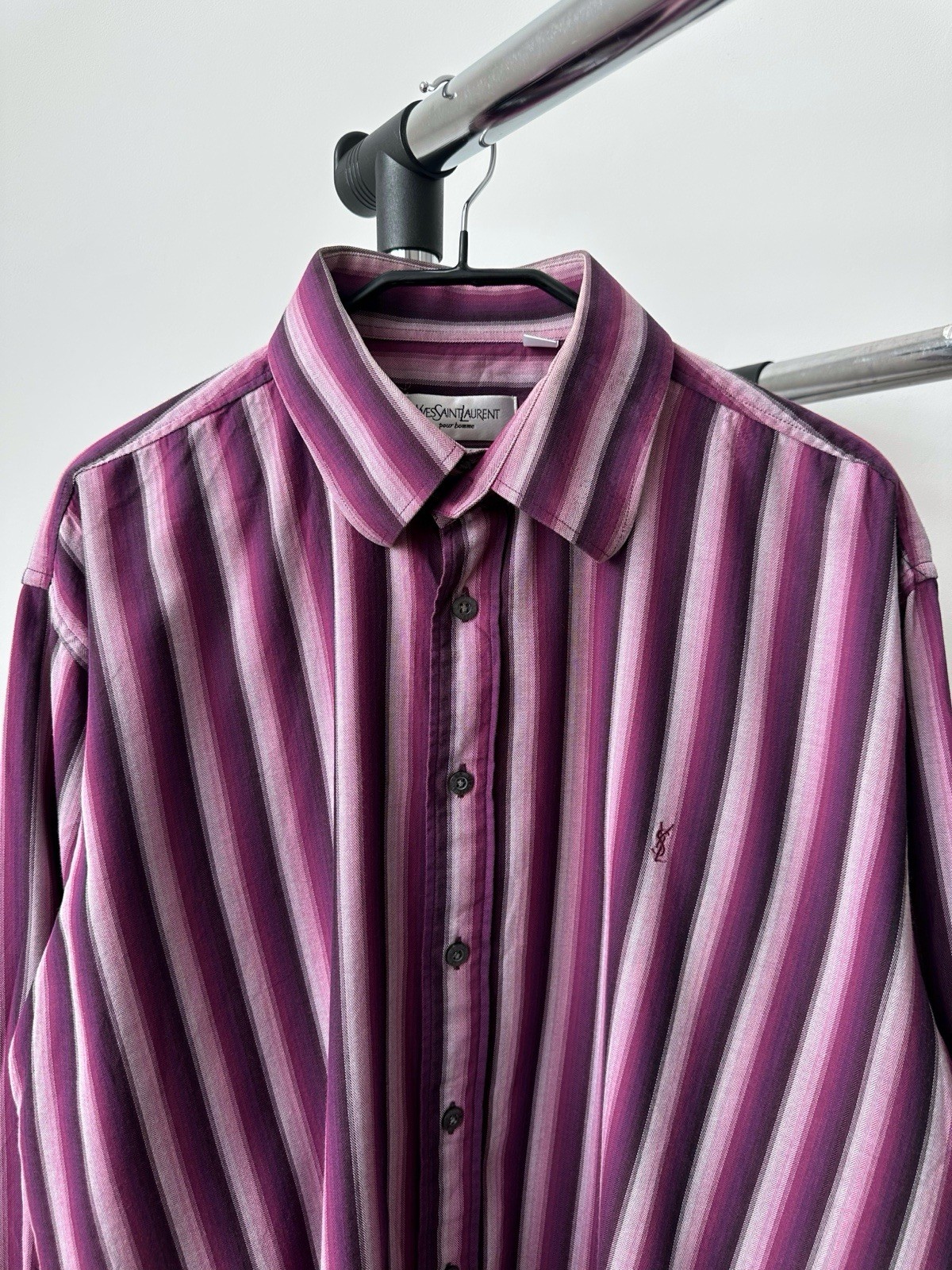 Vintage Luxury Yves Saint Laurent YSL Logo Casual Button Up Shirt Men’s Size L thumbnail 5