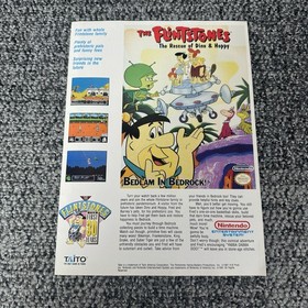 Vintage 1991 FLINTSTONES Rescue of Dino & Hoppy NES Nintendo Print Ad TAITO