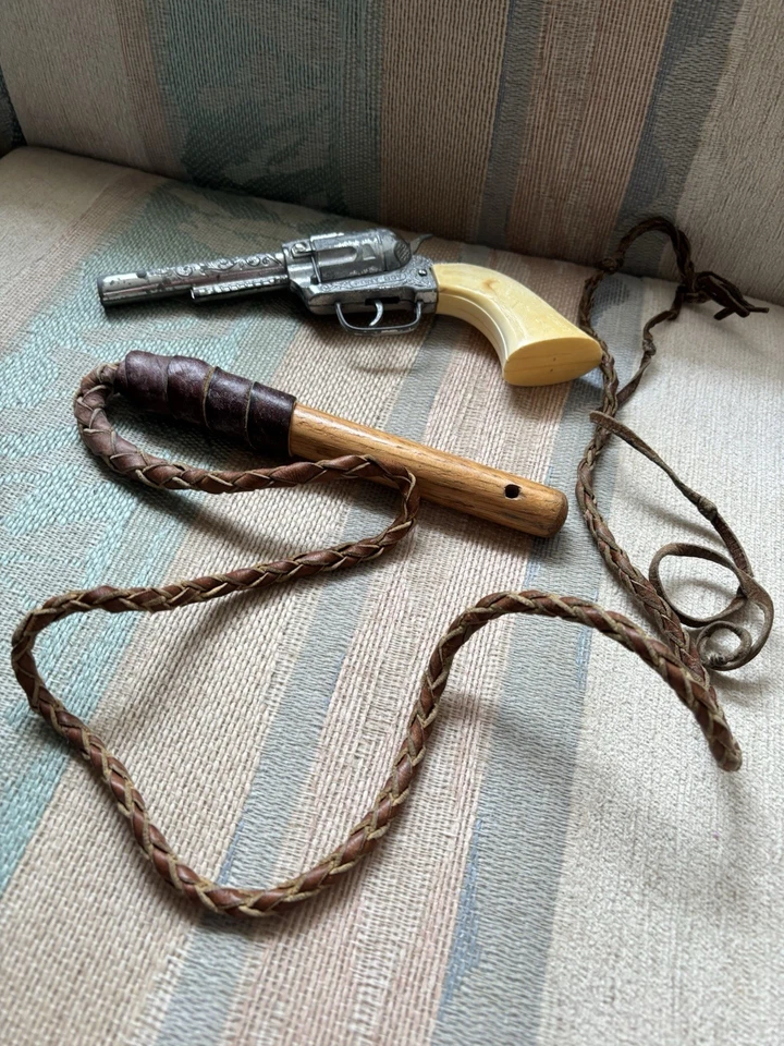 Pony Boy Vintage Die-Cast Cowboy Cap and Metal Pistols As Well As A Horse Whip - Image 2 of 4
