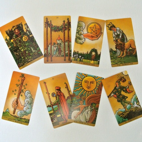 Original size Vintage Borderless 78 Tarot Deck Cards English 12 x 7cm Guidebook - Picture 15 of 15